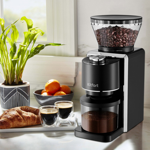 Кофемолка Kitfort КТ-787 черный/серебристый