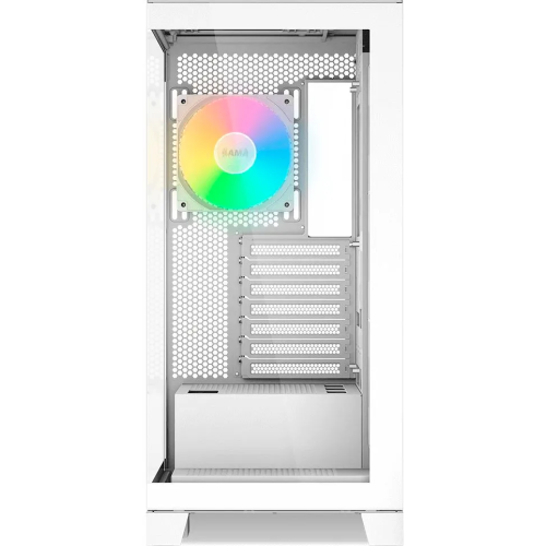Корпус SAMA V50 White (V50-WHADA4X1-GL) без БП, Midi-Tower, TG, 4x120mm ARGB, 2xUSB 3.0 + 1xUSB 3.1 Type-C, ATX, mITX