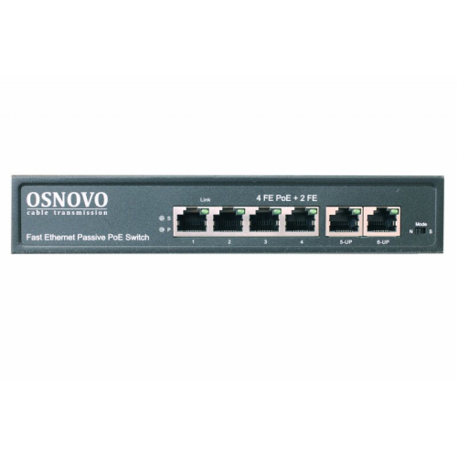 Коммутатор OSNOVO SW-20600/A(80W) Passive PoE 6 портов, 4 порта 10/100 Base-T