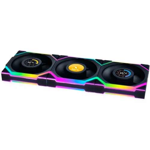 Комплект вентиляторов (3шт.) Lian Li UNI Fan SL Wireless LCD 120 Reverse Blade (G99.12RSLLCD1W3B.R0)/12RSLLCD1W3B Black/120x124,5x28мм(1.6”,PWM,ARGB)