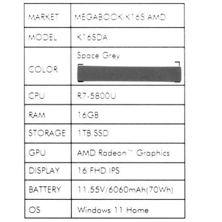 16" Ноутбук Tecno Megabook K16SDA серый