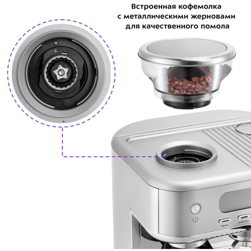 Кофемашина Kitfort КТ-7113 нерж