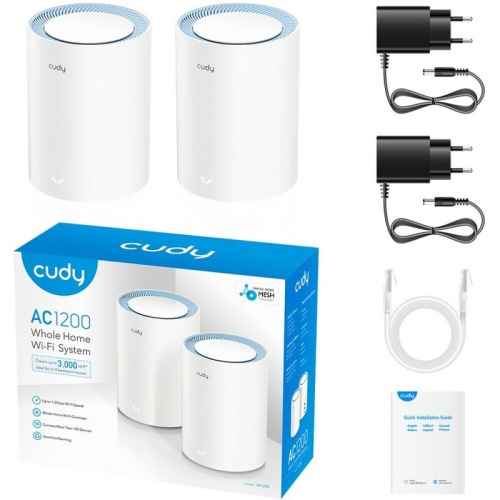 Бесшовный Mesh роутер Cudy M1200 (2-Pack) AC1200 Wi-Fi белый