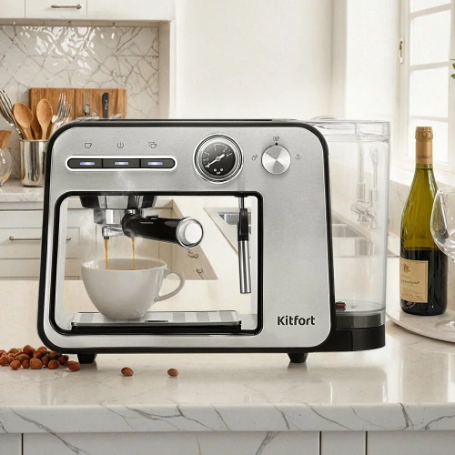 Кофеварка KitFort КТ-7515 серебристый