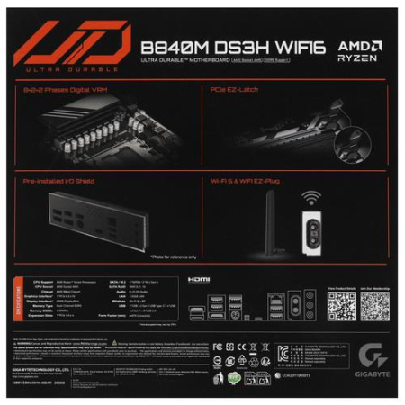 Материнская плата Gigabyte B840M DS3H WF6