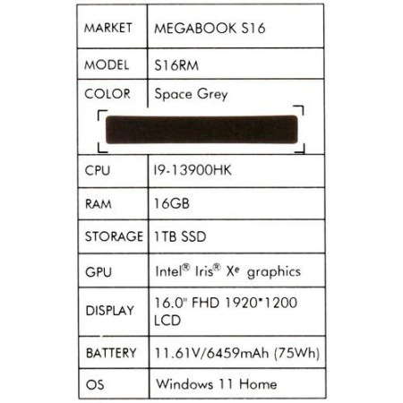 16" Ноутбук Tecno Megabook S16RM серый
