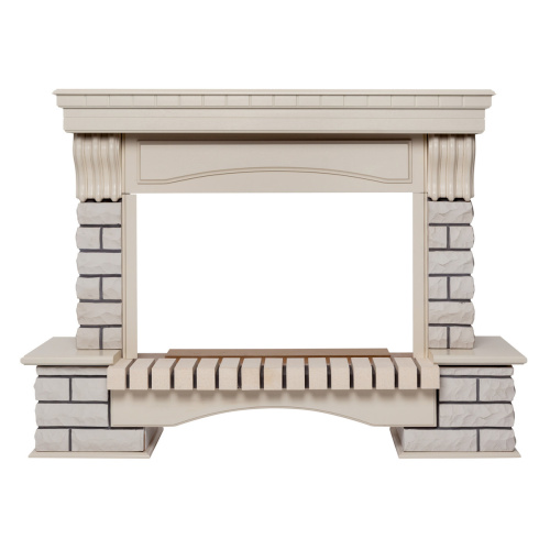 Портал каминный из МДФ RealFlame Country 33 белый дуб, белый камень