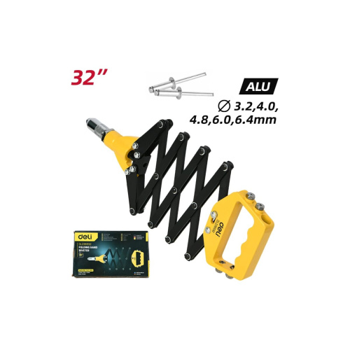 Заклепочник рычажно-складной Deli DL236932 3,2/4,0/4,8/6,0/6,4 мм