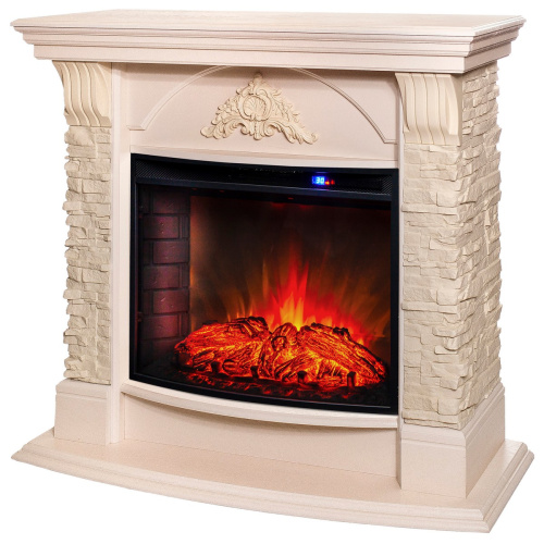 Электрокамин RealFlame Athena WT айвори с очагом Evrika 25,5 LED