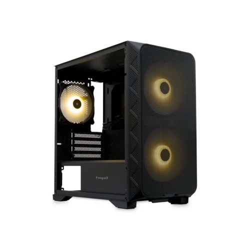 Корпус HSPD M321 (M321-TGBK-ARGB), Mesh Mini-tower, Black, slide TG, 0.45 SPCC, 2x140mm ARGB+1x120mm ARGB mATX